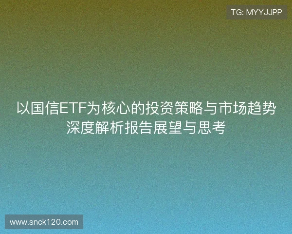 以国信ETF为核心的投资策略与市场趋势深度解析报告展望与思考